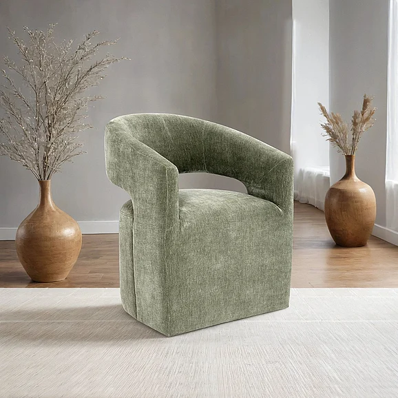 Furniture of America Tresa Dining Arm Chair w/ Casters in Green FM-AC3002GR