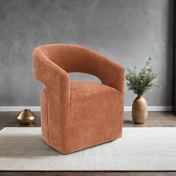 Furniture of America Tresa Dining Arm Chair w/ Casters in Rustic Orange FM-AC3002OR