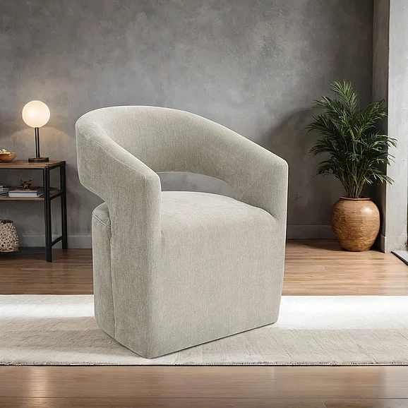 Furniture of America Tresa Dining Arm Chair w/ Casters in Taupe FM-AC3002TP
