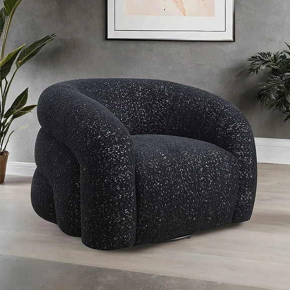 Furniture of America Freja Swivel Chair in Black FM-AC6003BK-SW