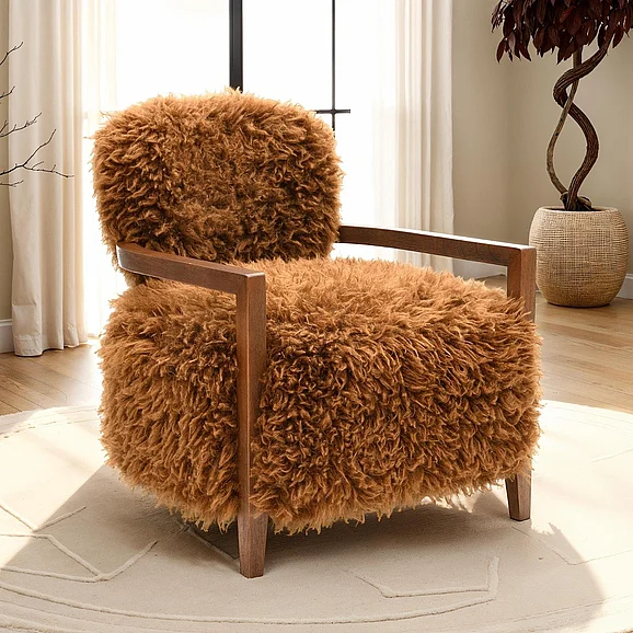 Furniture of America Eramo Accent Chair in Camel Brown FM-AC6005BR