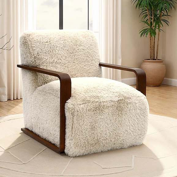 Furniture of America Elardo Accent Chair in Sand FM-AC6006BG