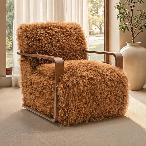 Furniture of America Elardo Accent Chair in Camel Brown FM-AC6006BR