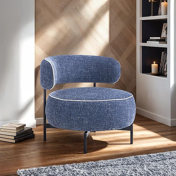 Furniture of America Florens Swivel Chair in Dark Blue FM-AC8015BL
