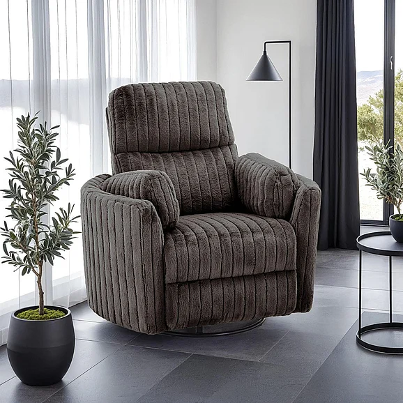 Furniture of America Belper Power Glider Recliner w/ Swivel in Chocolate Brown FM-AC8018DB-PM