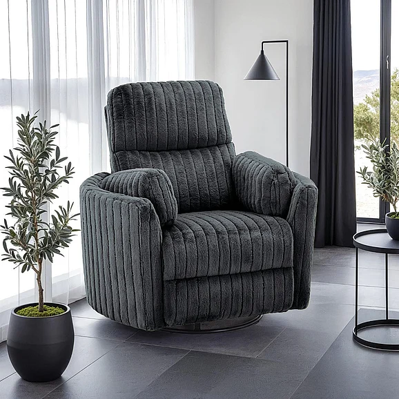 Furniture of America Belper Power Glider Recliner w/ Swivel in Dark Gray FM-AC8018DG-PM