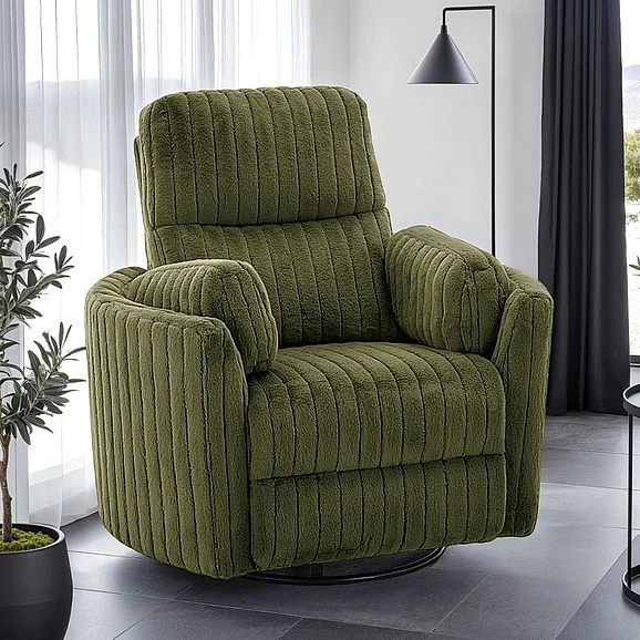 Furniture of America Belper Power Glider Recliner w/ Swivel in Olive Green FM-AC8018GR-PM
