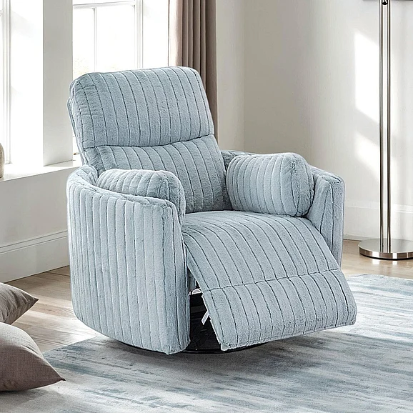 Furniture of America Belper Power Glider Recliner w/ Swivel in Sky Blue FM-AC8018PB-PM