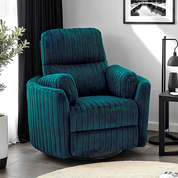 Furniture of America Belper Power Glider Recliner w/ Swivel in Dark Teal FM-AC8018TL-PM