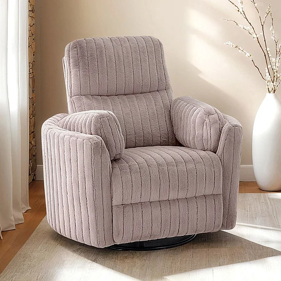 Furniture of America Belper Power Glider Recliner w/ Swivel in Taupe FM-AC8018TP-PM