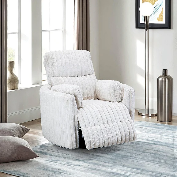 Furniture of America Belper Power Glider Recliner w/ Swivel in White FM-AC8018WH-PM