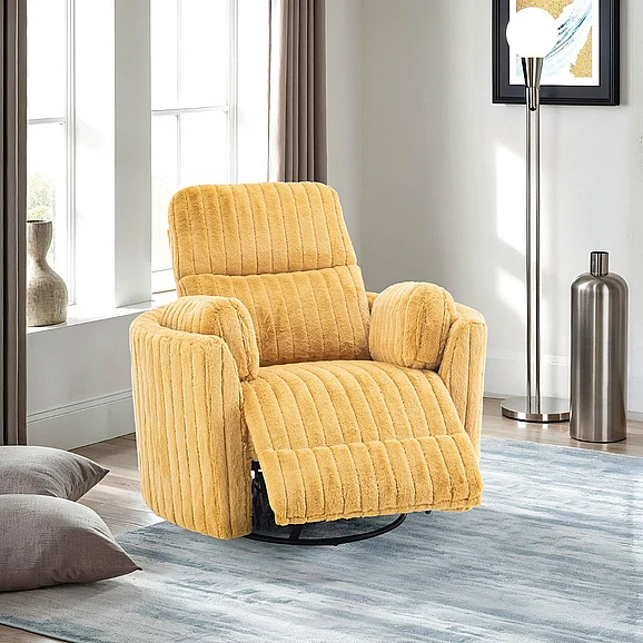 Furniture of America Belper Power Glider Recliner w/ Swivel in Yellow FM-AC8018YL-PM