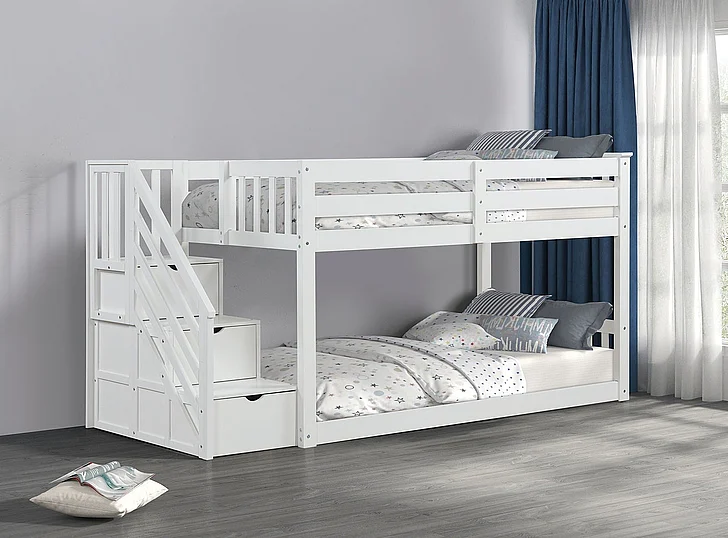 Furniture of America Jojo Twin Bunk Bed in White FM-BK1100WH-BED