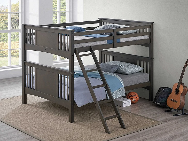 Furniture of America Spring Creek Full/Full Bunk Bed in Stain Gray FM-BK602FF-GY-BED