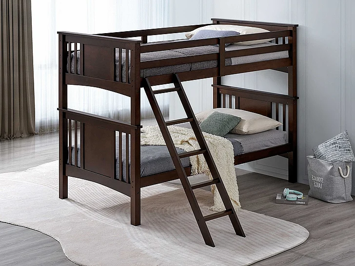 Furniture of America Spring Creek Twin/Twin Bunk Bed in Dark Walnut FM-BK602TT-DW-BED