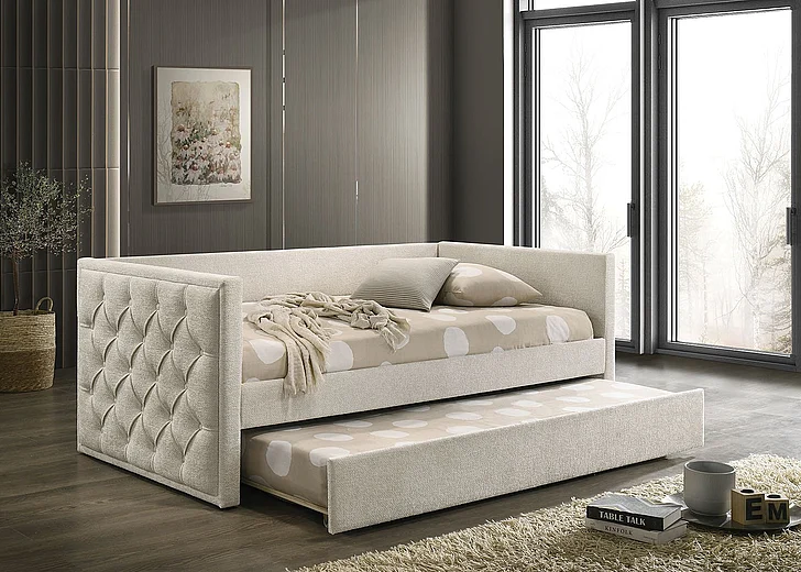 Furniture of America Renzi Twin Daybed w/ Trundle in Beige FM1202BG-BED