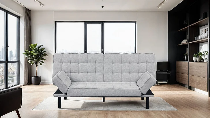 Furniture of America Bellevue Futon Sofa in Light Gray FM2801LG