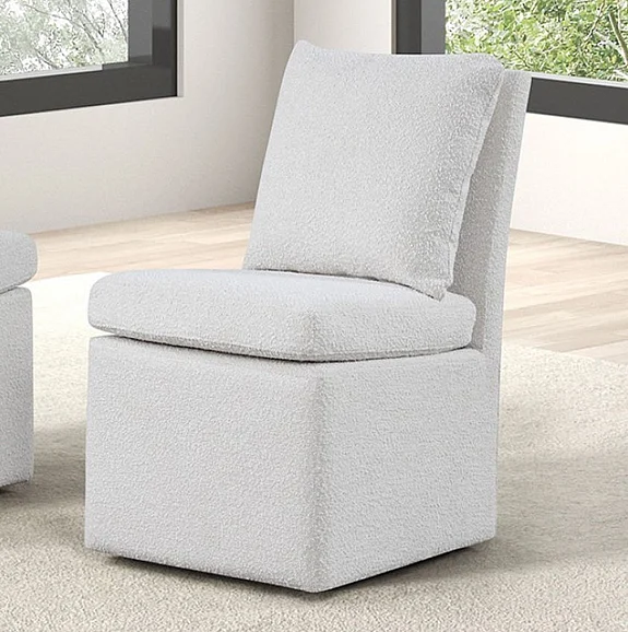 Furniture of America Broager Dining Chair w/ Caster in White FM3000WH-SC (Set of 2)