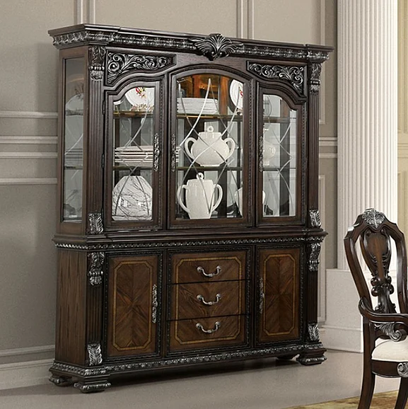 Furniture of America Promenade Hutch And Buffet in Dark Brown FM31002DB-HB-SET