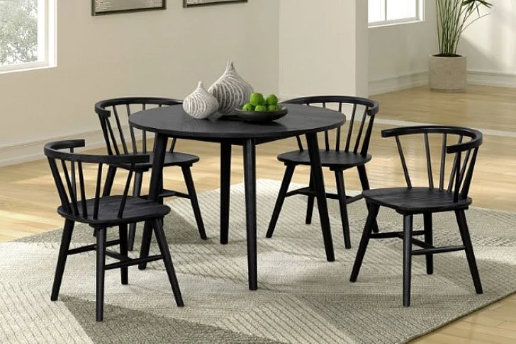 Furniture of America Yate 5-Piece Dining Room Set in Black