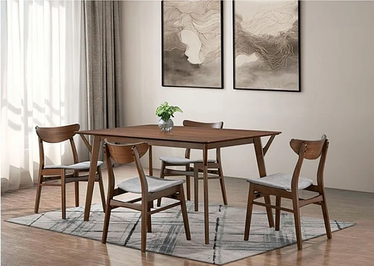 Furniture of America Skien 7-Piece Dining Room Set in Walnut