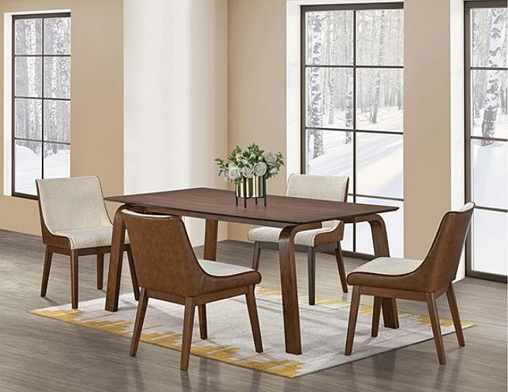 Furniture of America Viken 7-Piece Dining Room Set in Walnut