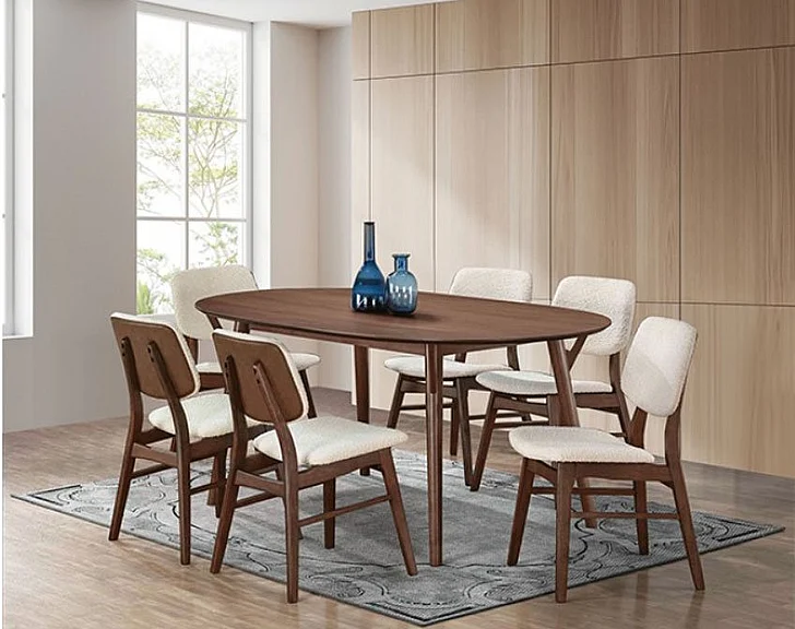 Furniture of America Uzwil 7-Piece Dining Room Set in Walnut