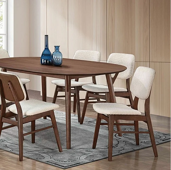 Furniture of America Uzwil Oval Dining Table in Walnut FM3214WN-T