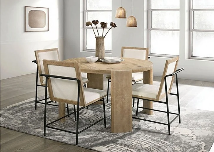 Furniture of America Edenbridge 5-Piece Round Dining Table Set in Oak