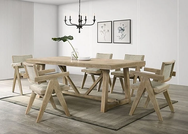 Furniture of America Guisborough 7-Piece Dining Room Set in Oak