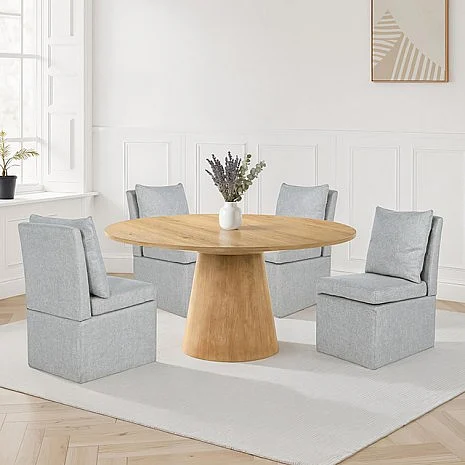 Furniture of America Tottenham 59" Round Table in Oak FM3222AK-RT-59-TABLE