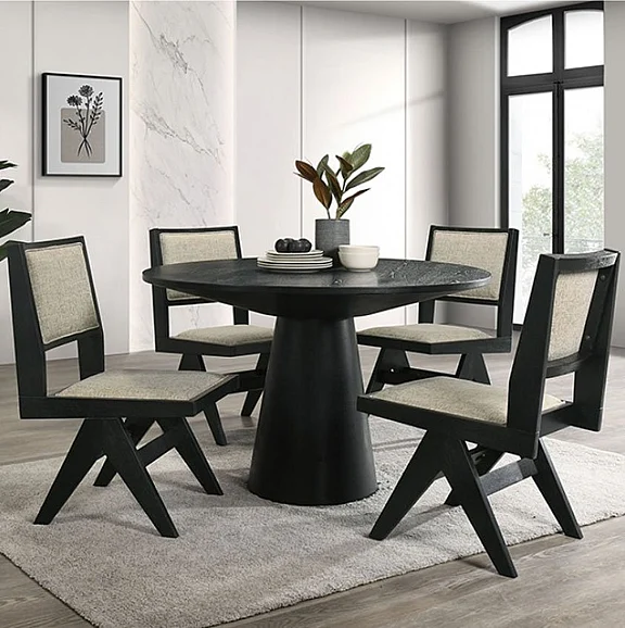 Furniture of America Tottenham 48" Round Dining Table in Black FM3222BK-RT-48-TABL