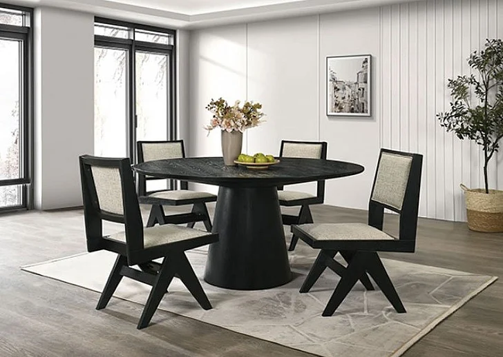 Furniture of America Tottenham 5-Piece 59" Dining Table Set in Black