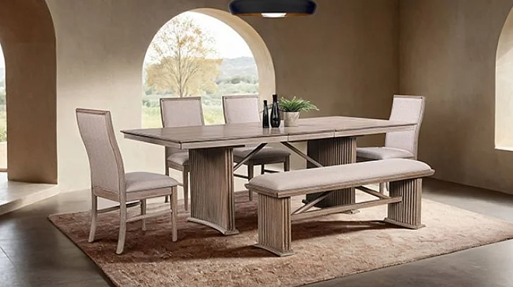 Furniture of America Ellesmere 6-Piece Dining Room Set in Natural Ash