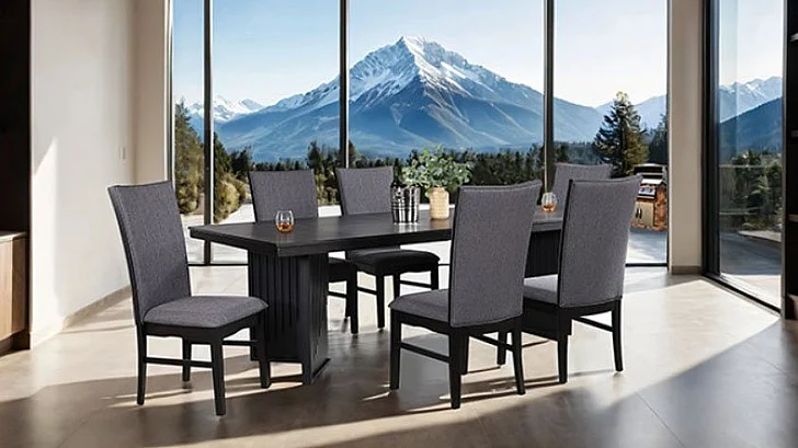 Furniture of America Easingwold 7-Piece Dining Room Set in Black