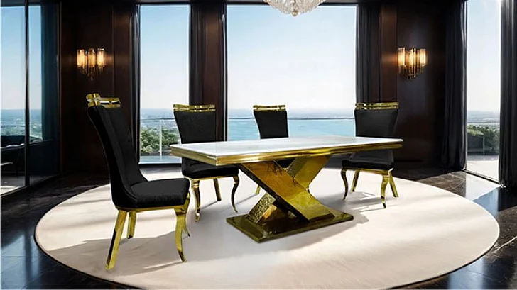 Furniture of America Palazzo 7-Piece Dining Room Set in Gold