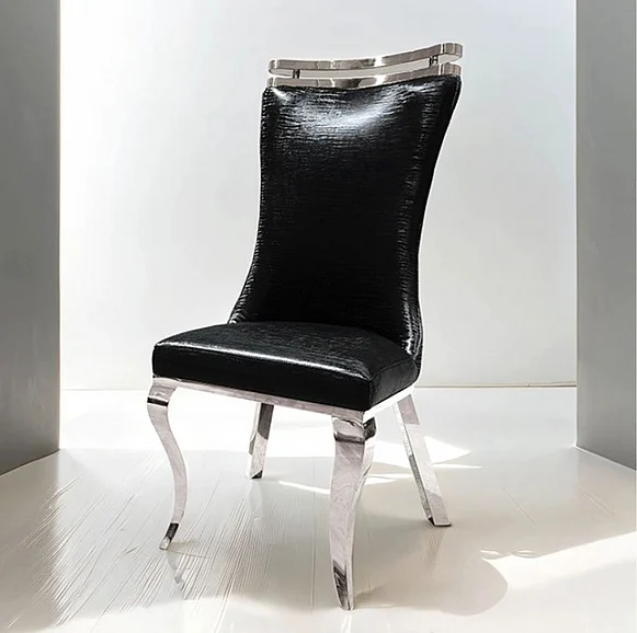 Furniture of America Palazzo Side Chair in Black and Silver FM33010BK-SC-2PK (Set of 2)