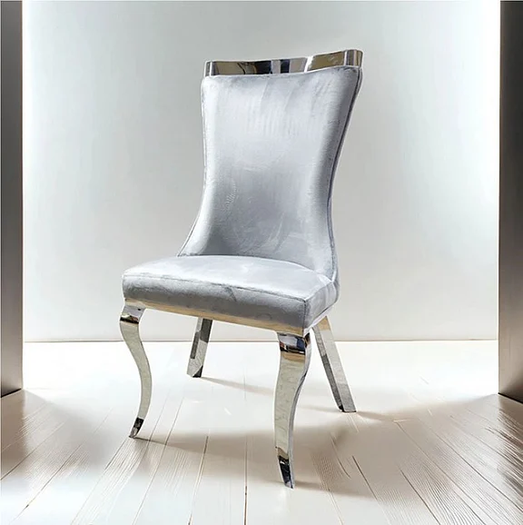 Furniture of America Basilicata Side Chair in Gray and Silver FM33012GY-SC-2PK (Set of 2)