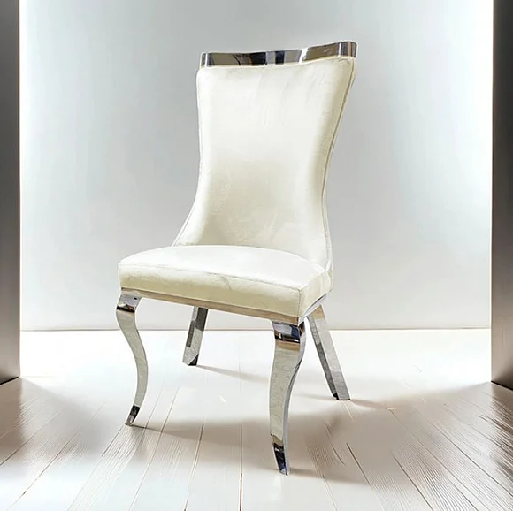 Furniture of America Basilicata Side Chair in White and Silver FM33012WH-SC-2PK (Set of 2)