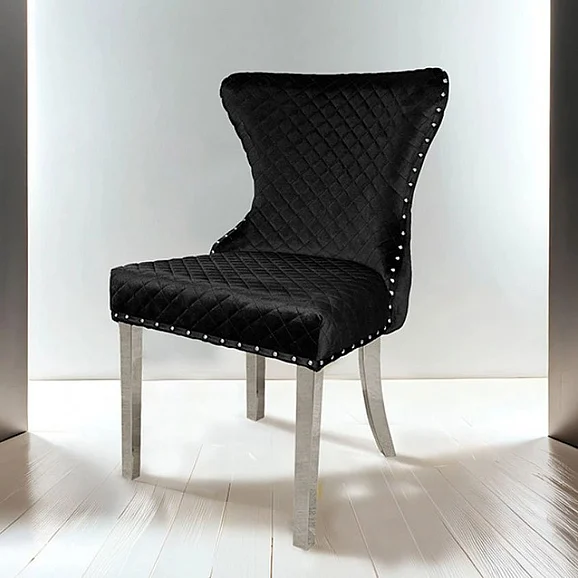 Furniture of America Portanova Side Chair in Black and Silver FM33014BK-SC-2PK (Set of 2)
