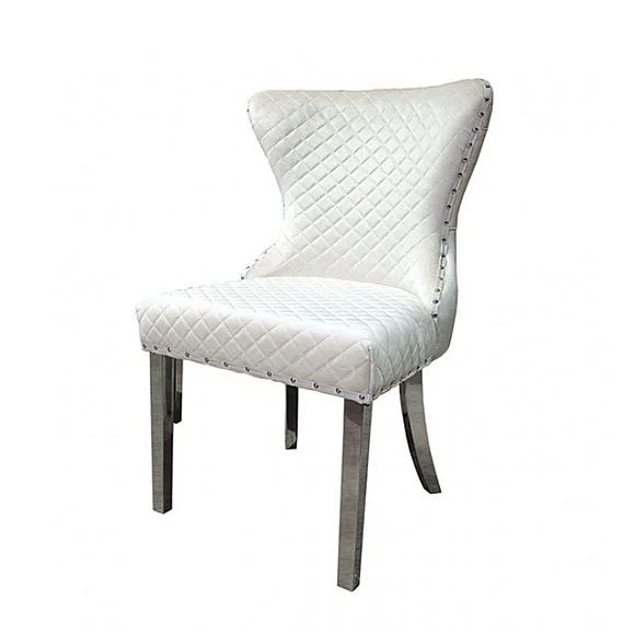 Furniture of America Portanova Side Chair in White and Silver FM33014WH-SC-2PK (Set of 2)