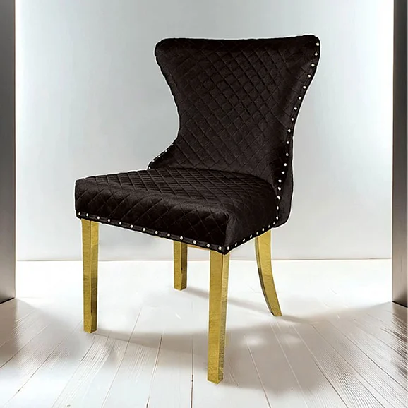 Furniture of America Portanova Side Chair in Black and Gold FM33015BK-SC-2PK (Set of 2)