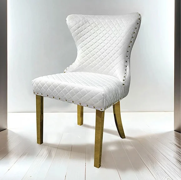 Furniture of America Portanova Side Chair in White and Gold FM33015WH-SC-2PK (Set of 2)