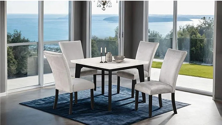 Furniture of America Sabro 5-Piece Square Dining Table Set in Black and White