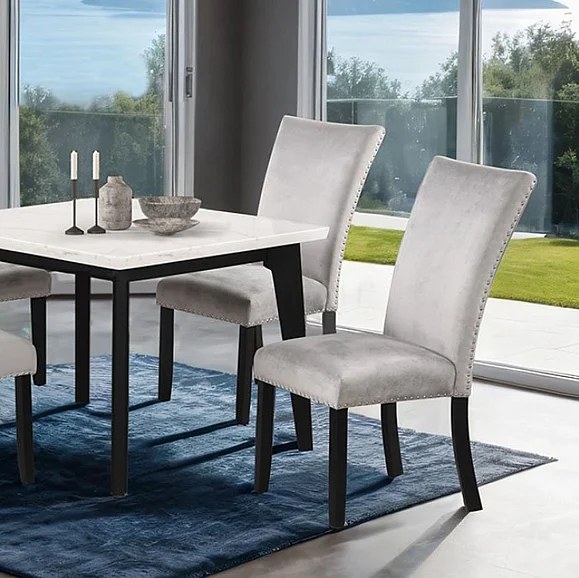 Furniture of America Sabro Square Dining Table w/ Marble Top in Black and White FM3330BK-ST-TABLE