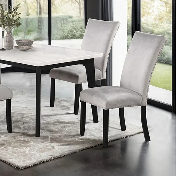 Furniture of America Sabro Rectangular Dining Table w/ Marble Top in Black and White FM3330BK-T-TABLE