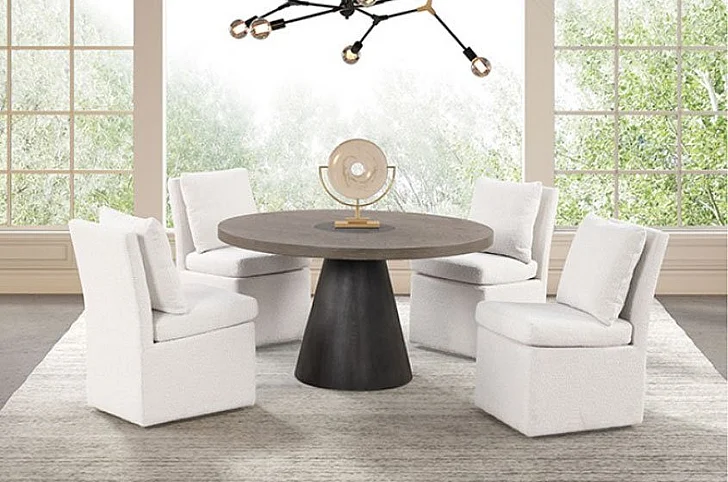 Furniture of America Broager 5-Piece Round Dining Table Set in Rustic Oak and Dark Walnut