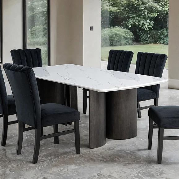 Furniture of America Selsey Dining Table (White Stone Top) FM34007WH-T