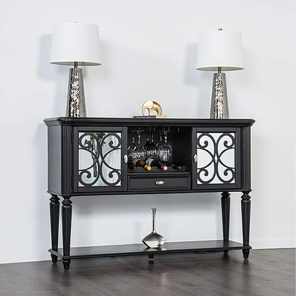 Furniture of America Melodi Parc Server in Black FM3416BK-SV