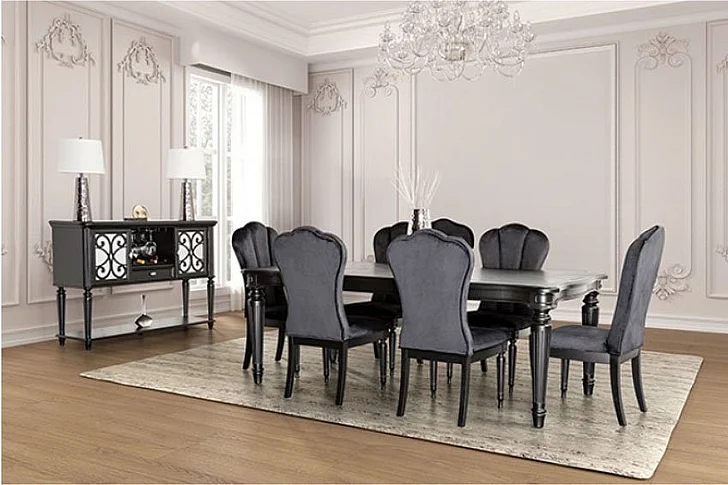 Furniture of America Melodi Parc 7-Piece Dining Room Set in Black